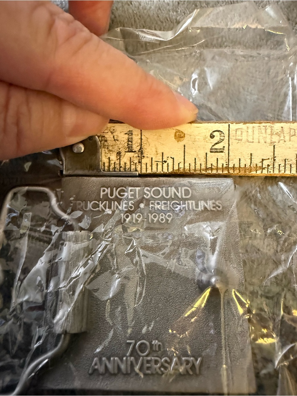 Puget Sound Trucklines Freightlines 1919-1989 70th Ann. Block Belt Buckle #5 View 5